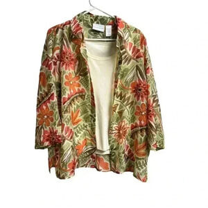 Alfred Dunner Floral Sheer Blouse‎ with Cream attached Tank